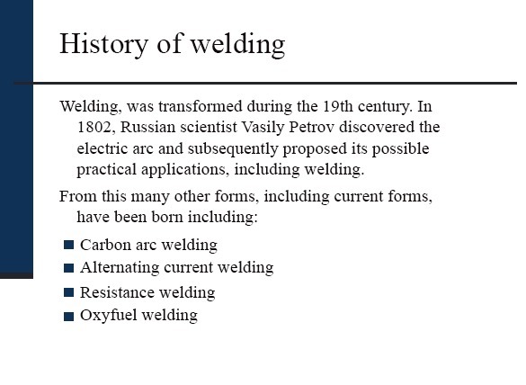 History of Welding